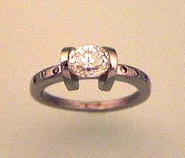 Pommel Tension-Set Platinum  Diamond Ring with Burnish